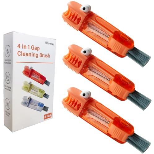 4 in 1 Cup Lid Gap Cleaning Brush Set, Mutipurpose Silicone Bottle Cup-Holder Cleaner, Multifunctional Home Kitchen Cleaning Tools, 3 Pcs, Red