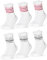 Occulto Damen Retro Tennissocken 80% Baumwolle 6er Pack (Modell: Steffi) Pink Grau Glitzer 39-42