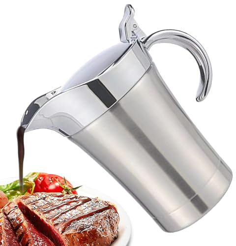 Chansunokku Salsera térmica de acero inoxidable, con tapa abatible, recipiente para salsas, para cenas, restaurantes, fiestas, Navidad (750 ml)