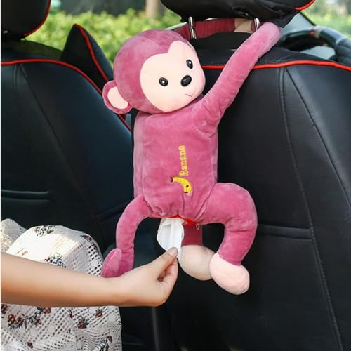 NatureMan Creativity Papiertaschentuchhalter, Plüschtiere, Affen-Hintern, Anime-Cartoon-Papierservietten-Tücherbox, Handtuch-Aufbewahrungshalter für Auto, Zuhause, Badezimmer-Zubehör (Rosarot)