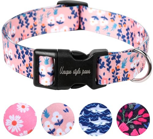 Unique style paws Blaue Blätter Hundehalsband Geschirre Halsbänder & Leinen für Halsband Hund Breit Fliege Kette Hund Dog Collar Zughalsband Geschenke für Kleine Mittlerer Große Hunde XS
