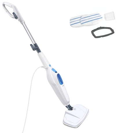 Steam Mop, 1500W Hot Steam Mop Cleaner for Hardwood and Tile, Laminate, Carpet, Including 2 Washable Mop Pads & Carpet Glider