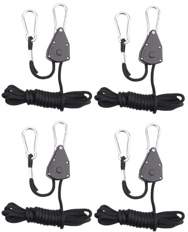 LERANXIN 4 Pack Seilratsche, 2,4 m Abspannseile Camping, Verstellbare Abspannseile mit Seilspanner, Geeignet für Outdoor-Campingzelt-Plane, Schwimmbadabdeckung