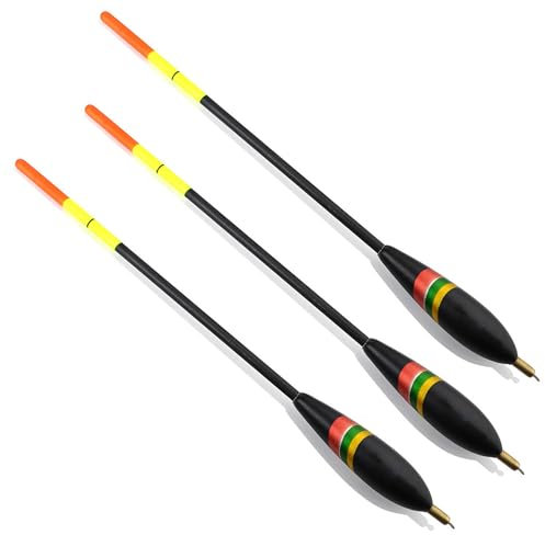 Hezhou 3pcs Posen Angeln Angel-Posen Knicklichtposen Schwimmer Angeln Pose Posen Angeln Vorgebleit Friedfischposen Raubfischposen Laufposen Schnurstopper Schwimmer Posen Angeln Zubehör (Schwarz)