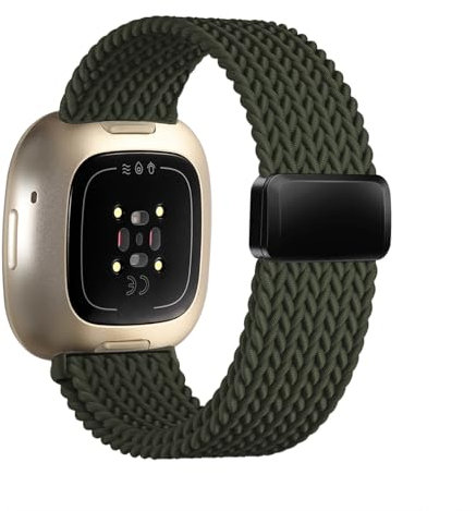 Zythtic Armband Kompatibel mit Fitbit Versa 3/4, Sense/Sense 2 - Nylonarmband mit Magnetverschluss, Armee Grün