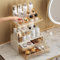 Amber Acrylic 2-Tier Makeup Organizer with 2 Drawers | High-Capacity Cosmetic & Skincare Storage, Jewelry Vanity Tray | Countertop & Bathroom Decor