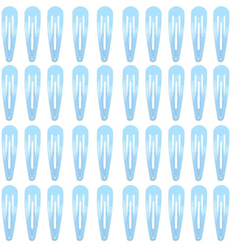 40 Stück Haarspangen Mädchen, 5cm Metall Snap Haarklammern für Frauen Haarschmuck (hellblau)