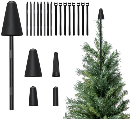 Christmas Tree Topper Holder, 4 PCs Universal Christmas Tree Topper Stabilizer Supporter for Any Base Type, 44 Inch Adjustable Height for Seasonal Treetop Ornaments, Black Support Rod for Tree Topper