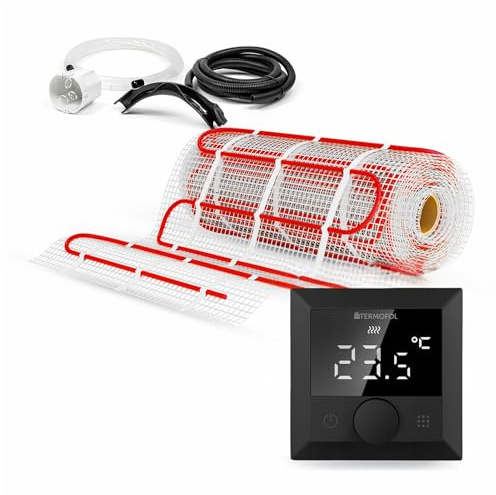 Termofol Set Heizmatte mit Thermostat - Elektrische Fußbodenheizung fur Badezimmer, Wohnzimmer und Küche - Heizfolie mit Heizkraft 150W/m2 - Oberfläche 15m² - Mit digitalem Heizungsthermostat