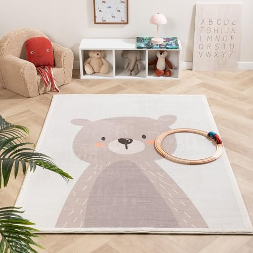 Little Olly Waschbarer Spielteppich - Simba Bear Beige - Tier - Kinderzimmer, Babyzimmer - Jungen - Mädchen - Carpet