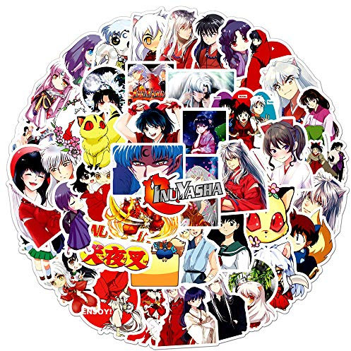 Inuyasha Aufkleber 50Pcs für Koffer, Skateboard, Laptop, Computer, Wasserflaschen, Auto, Teenager, Jungen und Mädchen, wasserfester Aufkleber