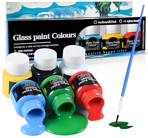 WEILAOK Colori per Vetro, Colori per Ceramica & Porcellana, Colori per Ceramica Senza Cottura, Ideale per La Pittura di Tazze, Vasi e Ciotole