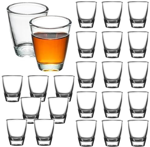 24 Verres à Shot en Verre, Vin en Forme D'oeuf de 35 ml, Gobelet en Verre dur, Petit Vin en Forme D'oeuf pour Fête, Avec Fond épais, Pour Liqueurs, Vodka, Ouzo, Sambuca, Tequil