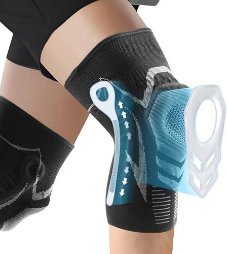 SUPERWSLING 2 paia Ginocchiere Sportive XL Traspirante - Fascia in Silicone & Molle - Antiscivolo - Tessuto 3D per Attività Sportive e Quotidiane (Nero/Grigio)