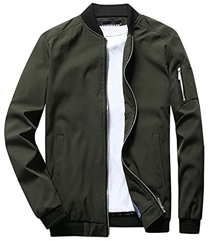 Herren-Wanderjacke – Parka-Jacke für Herren, Sportbekleidung – Herrenjacken und Mäntel, smarte Freizeitjacken für Herren, lässig, einfarbig, Stehkragen, Reißverschluss, langärmelig, Tasche, leicht