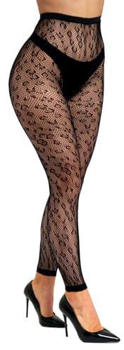 Buitifo Women Sexy Tights Fishnet Opening Leggings Lingerie Pants Black M