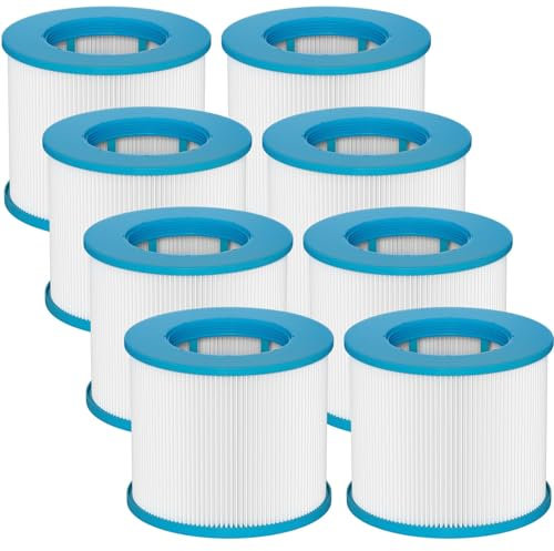 Vokowin 8 Stück Whirlpool-Filter Ersatz für Arebos Whirlpool aufblasbares Spa, Schraubenpatrone für Infinite Spa-Filter, Clever Spa 75 * 100mm Pool-Filterpatrone