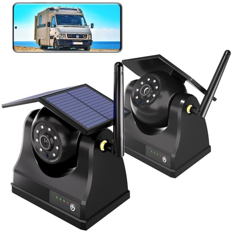 WiFi-Rückfahrkamera mit magnetischer Solaranlage, kabellos, 10.000 mAh, wiederaufladbar, 1080P, Rückfahrkamera für LKW, Wohnmobil, Anhänger, Auto, DVR-Aufnahme, Nachtsicht, IP68, wasserdicht, App für