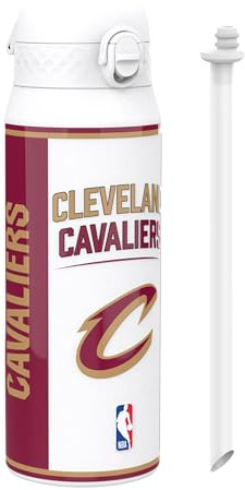 NBA Cleveland Cavaliers Sports Thermal Water Bottle with Removable Straw, 750ml/24oz, Leak-Proof Insulated Drinking Bottle, Easy to Open, Secure Lock, Dishwasher Safe, Flip Cover, Metal Bottle