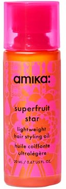 amika superfruit star lightweight hair oil - hair serum for fine to thick strands - heat protectant + frizz smoother for glossy shine - reduces breakage + strengthens strands (20 ml)