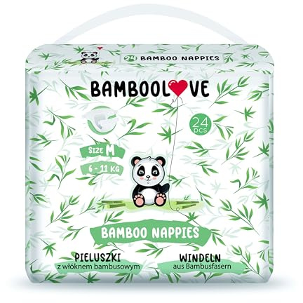 BAMBOOLOVE - 10x 24pcs M - Bambus-Einwegwindeln - Hypoallergene, ökologische Windeln für Babys - Keine Hautirritationen und Windelausschlag - Weich und bequem nappy - Biologisch abbaubar