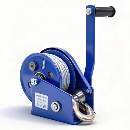 Cabrestante Manual con Cable de Acero, Autoblocante en Dos Direcciones, Cabrestante de Manivela para Remolques, para Almacenes, Fábricas y Hogar(1800LB+20m/65.6ft)