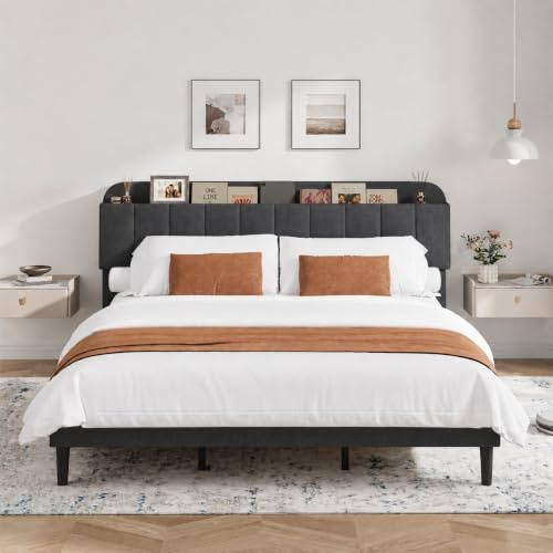 IRONCK Polsterbett 180x200 cm, Doppelbett mit Höhenverstellbarem Kopftei