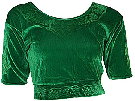 Trendofindia Grün Choli (Sari Oberteil) Samt Gr. 48 Gr. XXL ideal für Bauchtanz