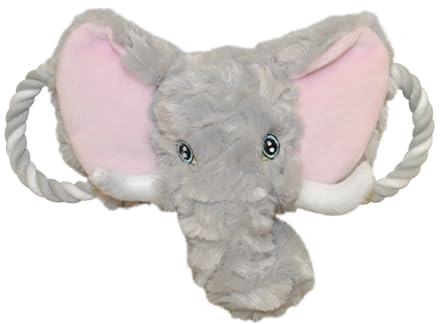 Jolly Pets Tug-A-Mals Elephant Dog Toy, X-Large | Soft squeaky elephant with dual easy-grip handles for tug-of-war - Extra Large size