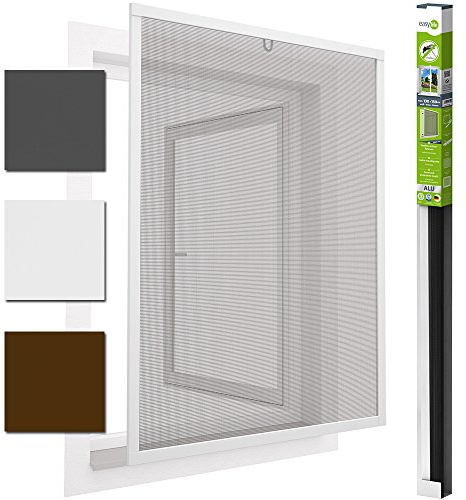 easy life Insektenschutz-Fenster easyLINE 130 x 150 cm in Weiß Fliegengitter mit ALU Rahmen Insektenfenster ohne Bohren individuell kürzbares Fliegennetz