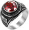 JewelryWe Schmuck Damen Harley Edelstahl-Ring mit einem roten Zirkonia, Biker, Hochzeit Engagement Band Größe 54 bis 67