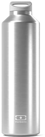 MONBENTO - Isotherme Wasser Flasche MB Steel Silver 500ml - Edelstahl - Auslaufsicher - Infusor - Hält Getränke bis zu 12 Stunden Warm/Kalt - Ideal für Tee, Kaffee - BPA Frei - Grau Silver
