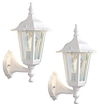 2er-Set stehende Wandleuchten FIRENZE, E27, Aluminium weiss, Höhe 36 cm; KONSTSMIDE 7232-250