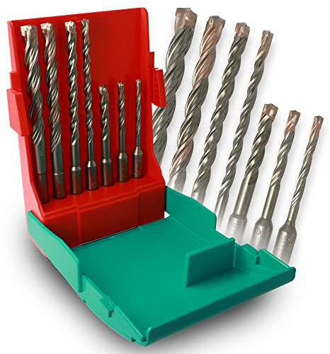 Heller Tools 2618 Trijet SDS-plus Hammerbohrer, Profi- Bohrer für Beton und Armierung, Set 7-teilig Ø 5/6/6/8/8/10/12 mm, steinbohrer set sds plus, sds bohrer, beton bohrersatz, sds plus bohrer