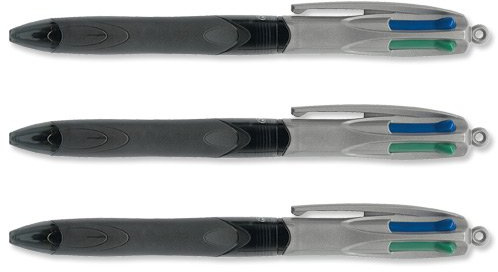 Bic 4-Colour Grip Pro Ball Pen 1.0mm Tip 0.7mm Line Blue Black Red Green Ref 892293 [Pack of 12]