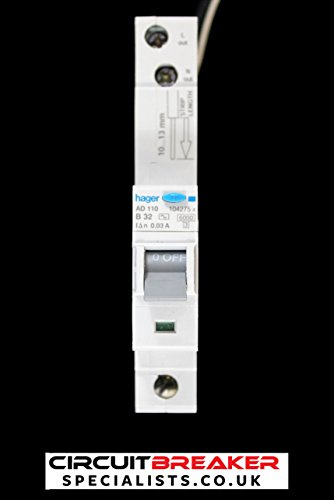 HAGER 32 AMP TYPE B 6 kA 30 mA RCBO RCD MCB 104275 AD110