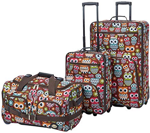 Rockland Vara Softside Lot de 3 valises Droites, Chouette, Taille Unique, Vara Softside Lot de 3 valises