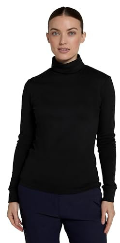 Mountain Warehouse Meribel Womens Roll Neck Top - 100% Combed Cotton Thermal Baselayer, Breathable, Lightweight, Isotherm with Fitted Sleeves - Ideal for Black Women's Size 8