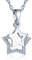 Infinite U 925 Sterling Silver Cubic Zirconia Unique Double Stars Pendant Girls/Women Necklace, with White Gift Box/Blue Gift Bag (Silver(with pouch))