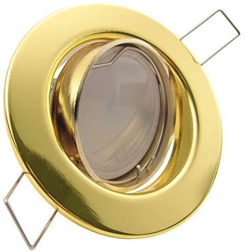 trendlights24 Decora LED Einbaustrahler 230V Gold rund 1er Set - Spot 6W 450 lm GU10 Warmweiß austauschbar - Deckenspots schwenkbar 68 mm Lochmaß