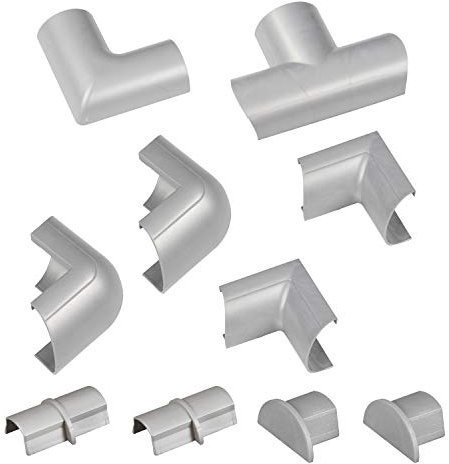 D-Line CLOAP3015A Mini Kabelkanal Clip-Over Verbindungsstücke Multipack, Aufsteckbare Verbindungsstücke, Verbinden Sie mehrere 30x15mm Kabelkanäle- 10-teiliges Kabelkanal Zubehör Set- Aluminium-Effekt