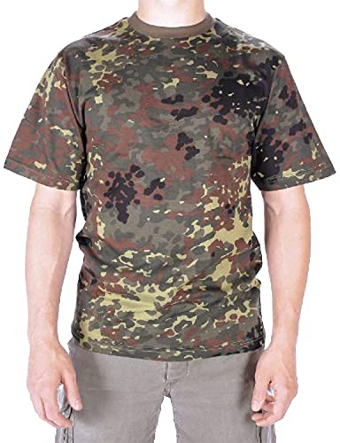 Mil-Tec Tarn T-Shirt Herren • Camouflage T-Shirt aus Baumwolle • Bequemes Kurzarm Army Shirt für Outdoor, Sport oder Freizeit • Bundeswehr Flecktarn-Shirt