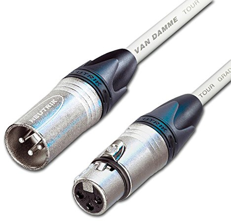Van Damme Balanced Cable - Neutrik XLR to XLR - Microphone Patch Leads - Multiple Colours and Sizes Available - 25cm - White