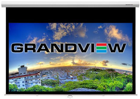 Grandview Cyber Series 92 16:9 Manual Pull Down Projector Screen - with soft retract system - best for Full HD/High Definition/1080p/3D/4K/DLP/LCD/D-ILA projection - wall or ceiling mount.