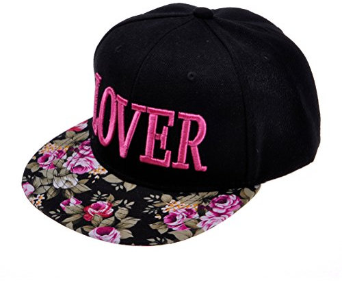 ZLYC Snapback Cap Hiphop Baseball Cap Stickerei Blumen Größenregulierbar Kappe ((Liebhaber (Hot Pink))