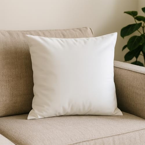 Kissenbezug 65×65 Weiß Baumwolle Uni – Kissenhülle Sofa Couch Dekokissen Sofakissen mit Reißverschluss, weiße Kissenhülle