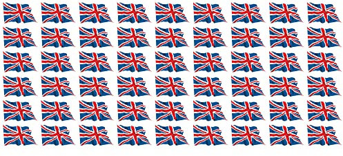 INDIGOS UG - Mini Aufkleber Set - Pack wehend - 20x12mm - selbstklebender Sticker - United Kingdom - Großbritannien - Flagge - Banner - Standarte fürs Auto, Büro, zu Hause und die Schule - 54 Stück