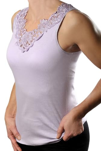 Toker Collection Hübsches Damen Unterhemd mit extra breiter Spitze in versch. Farben