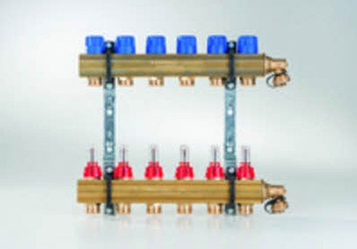 Buderus Empur Messing Heizkreisverteiler Systemverteiler HKV-D Durchflussmengenmesser, Heizkreise/Baulänge:3 HK / 200 mm