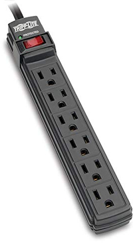 Tripp Lite 6 Outlet Surge Protector Power Strip, 6ft Cord, Black, Lifetime Manufacturer's Guarantee & $10,000 Insurance (TLP6B)
